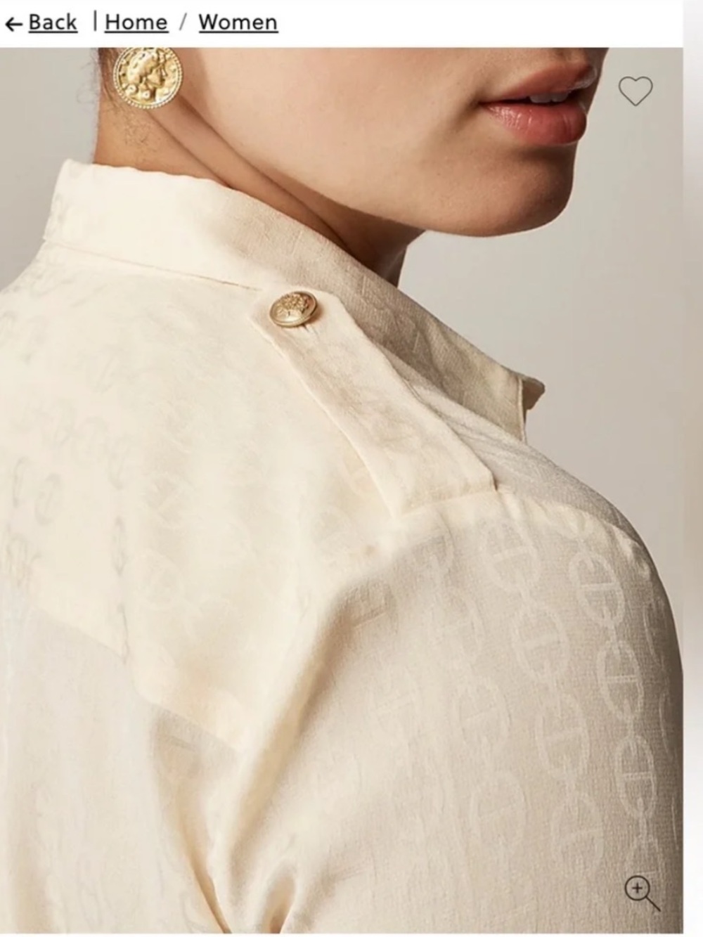 J.Crew Cream Satin Drapey Jacquard Chainlink Print Button Down Shirt XL - Picture 4 of 16